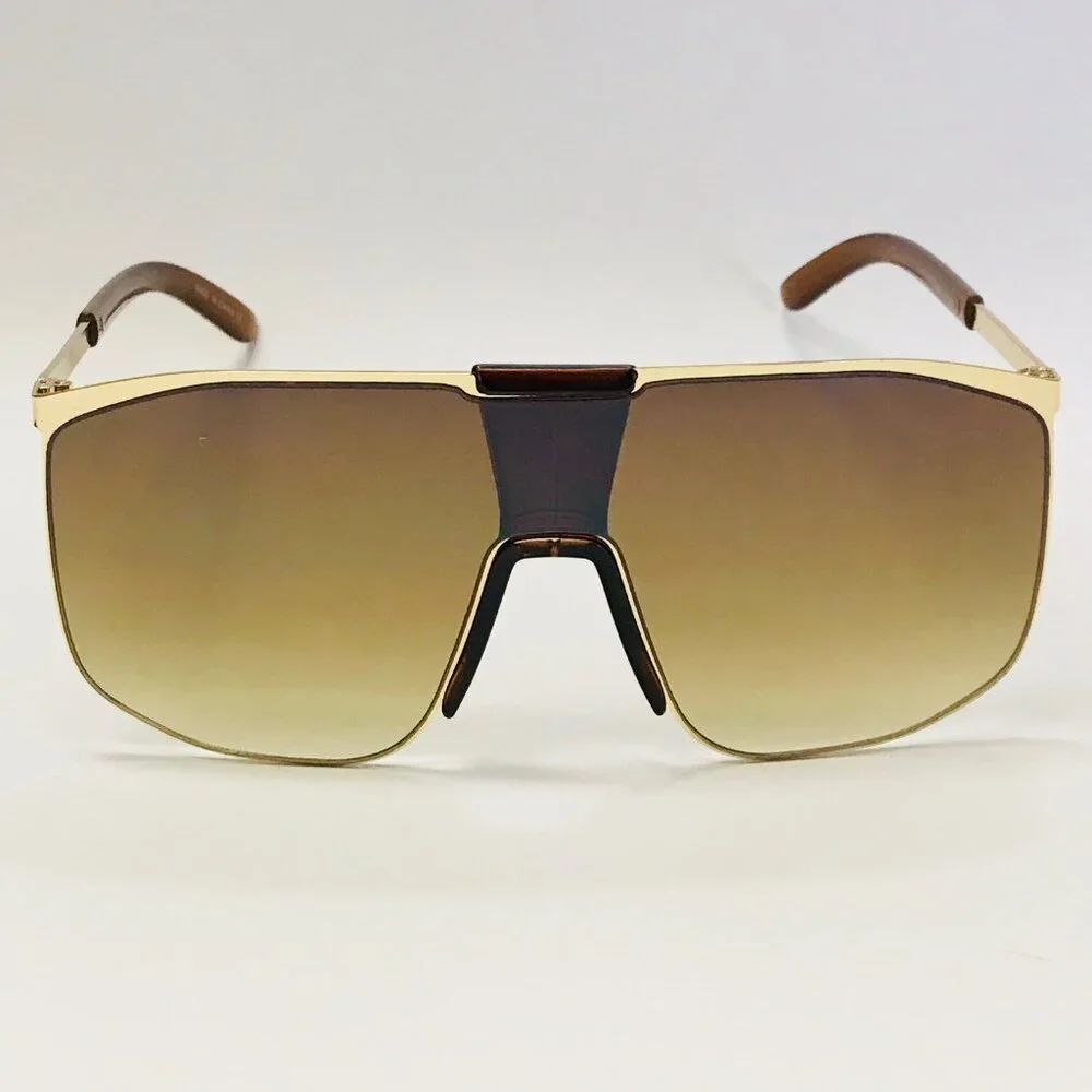 Men Women Sunglasses Gold Frame Brown Flat Lens Designer Street Wear Lentes‎ New